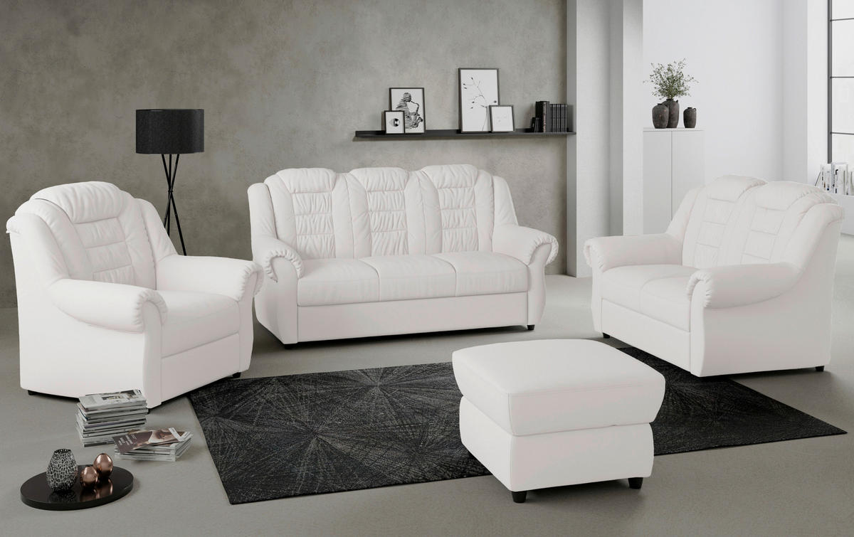 SITZGARNITUR in Lederlook Weiss  - Weiss/Schwarz, Konventionell, Kunststoff/Textil - Livetastic