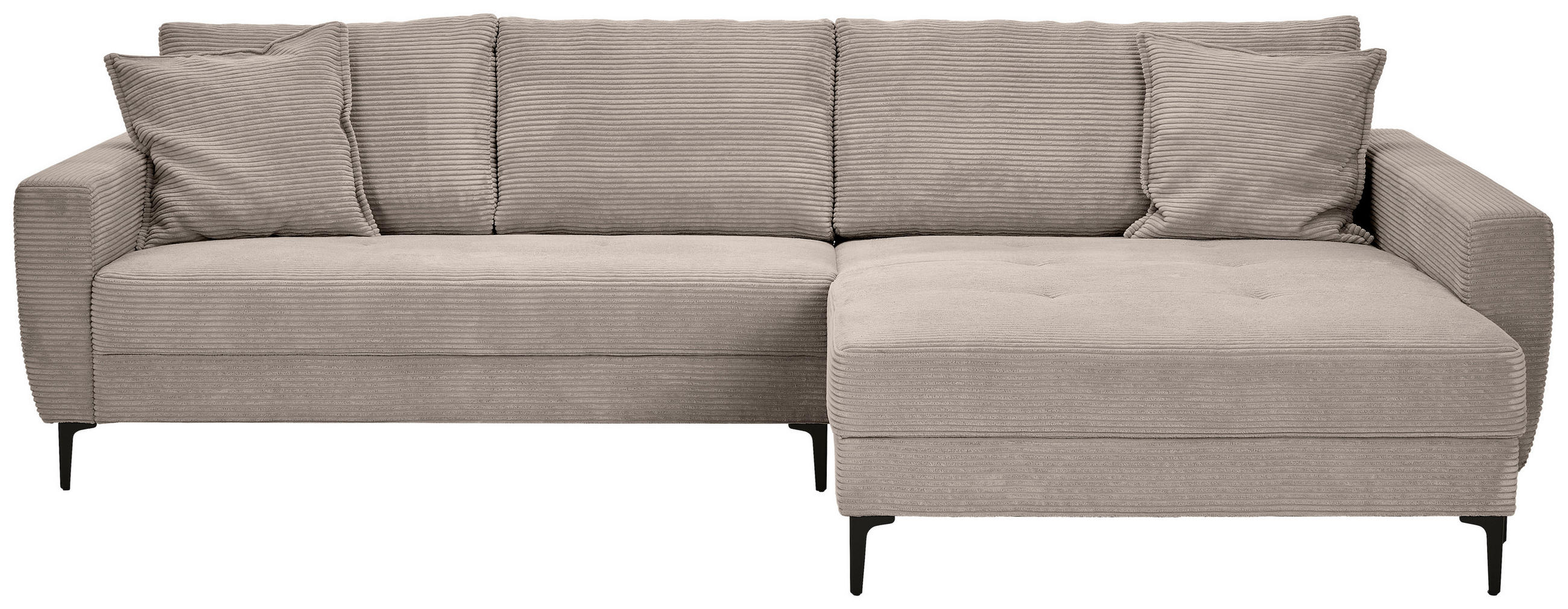 ECKSOFA Hellgrau Velours  - Hellgrau/Schwarz, Design, Textil/Metall (283/174cm) - Xora