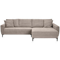 ECKSOFA in Cord Hellgrau  283/174 cm  - Hellgrau/Schwarz, Design, Textil/Metall (283/174cm) - Xora