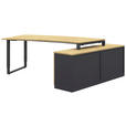 ECKSCHREIBTISCH  in Anthrazit, Hickory  - Anthrazit/Alufarben, Design, Holzwerkstoff/Metall (160/200cm) - Moderano