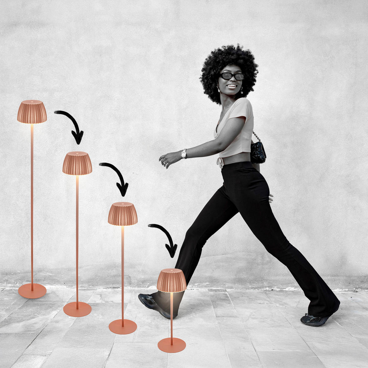 AKKU-STEHLEUCHTE 19/123,50 cm    - Kupferfarben, Basics, Kunststoff/Metall (19/123,50cm)