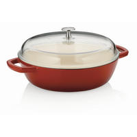 SCHMORPFANNE Calido  - Rot, KONVENTIONELL, Glas/Metall (28/16cm) - Kela