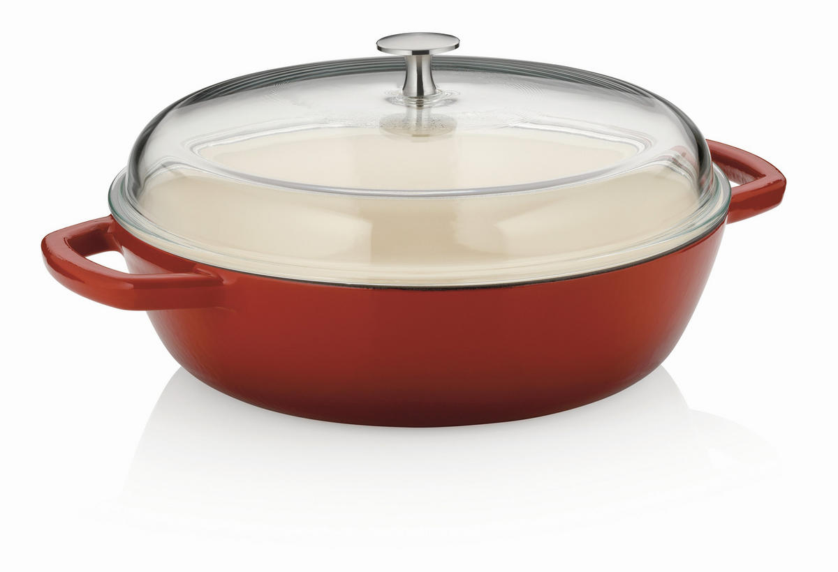 SCHMORPFANNE Calido  - Rot, KONVENTIONELL, Glas/Metall (28/16cm) - Kela