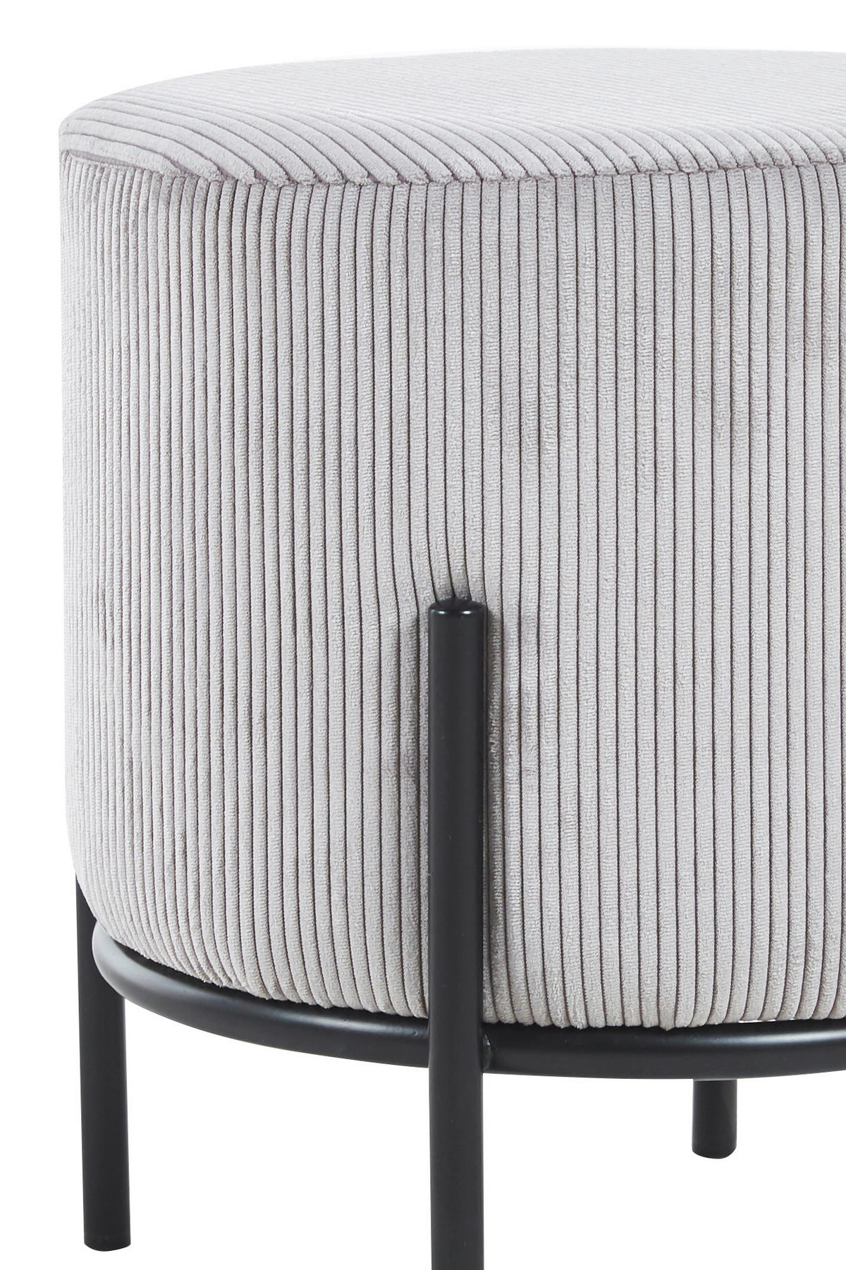HOCKER in Textil Schwarz, Hellgrau  - Hellgrau/Schwarz, MODERN, Textil/Metall (35/38/35cm) - Livetastic