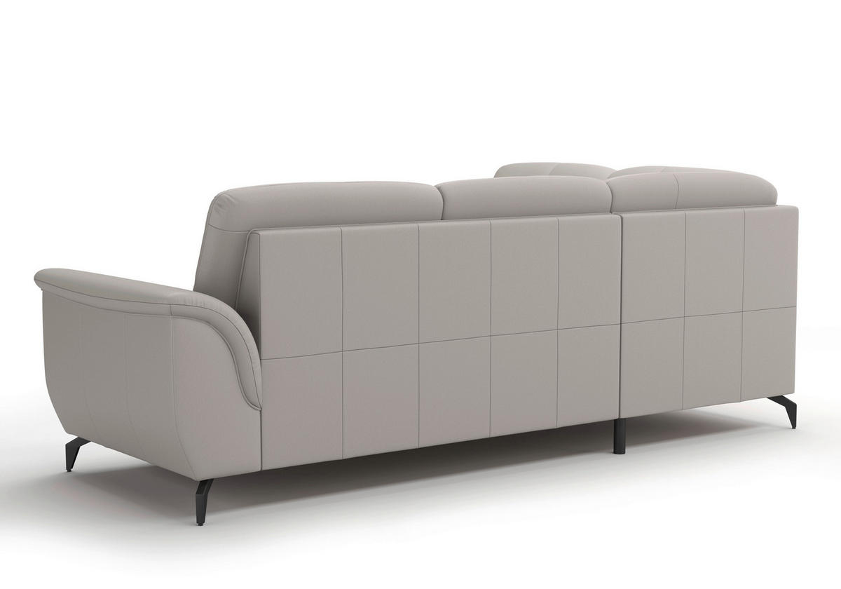ECKSOFA ZORA E Hellgrau Echtleder  - Hellgrau/Schwarz, MODERN, Leder/Metall (212/244cm) - Sit & More
