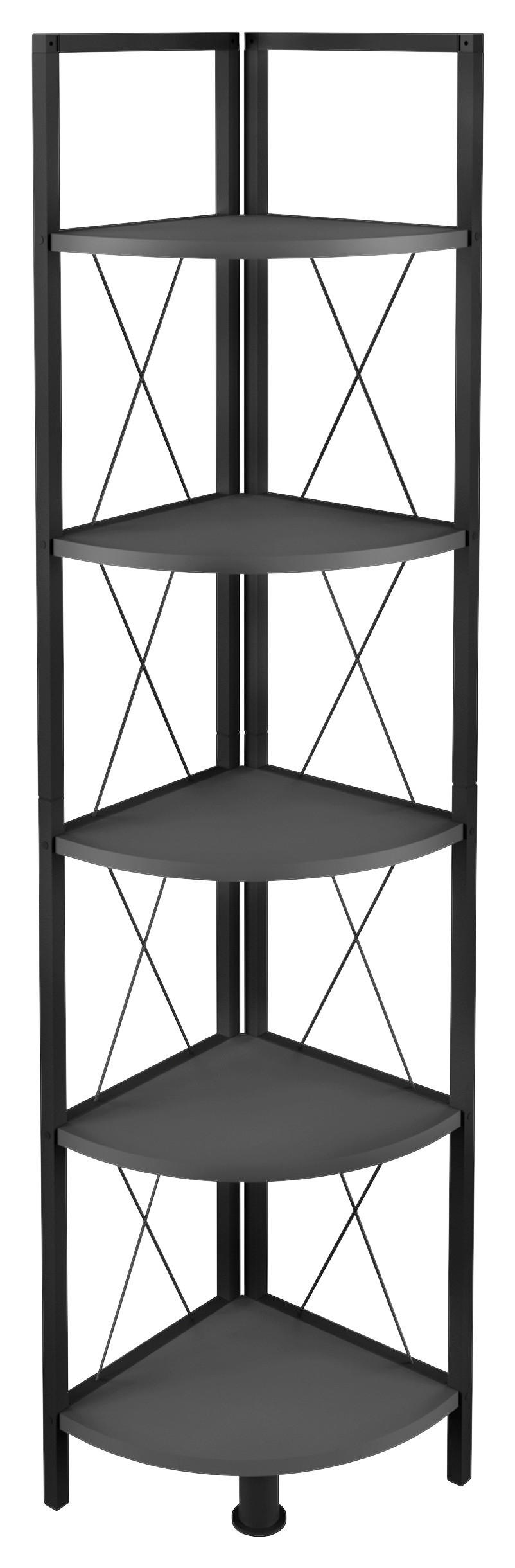 ÉTAGÈRE D'ANGLE in 34/160/34 cm Anthrazit, Schwarz  - Anthrazit/Schwarz, Design, Holzwerkstoff/Metall (34/160/34cm) - MID.YOU