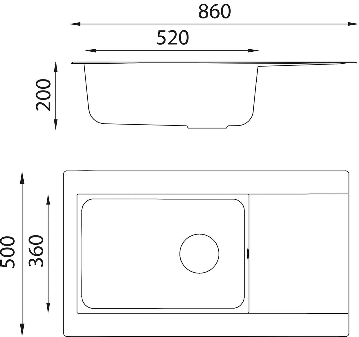 SPÜLE 1712DENVER86X50G  - Grau, Trend, Glas/Kunststoff (86/20/50cm) - Respekta