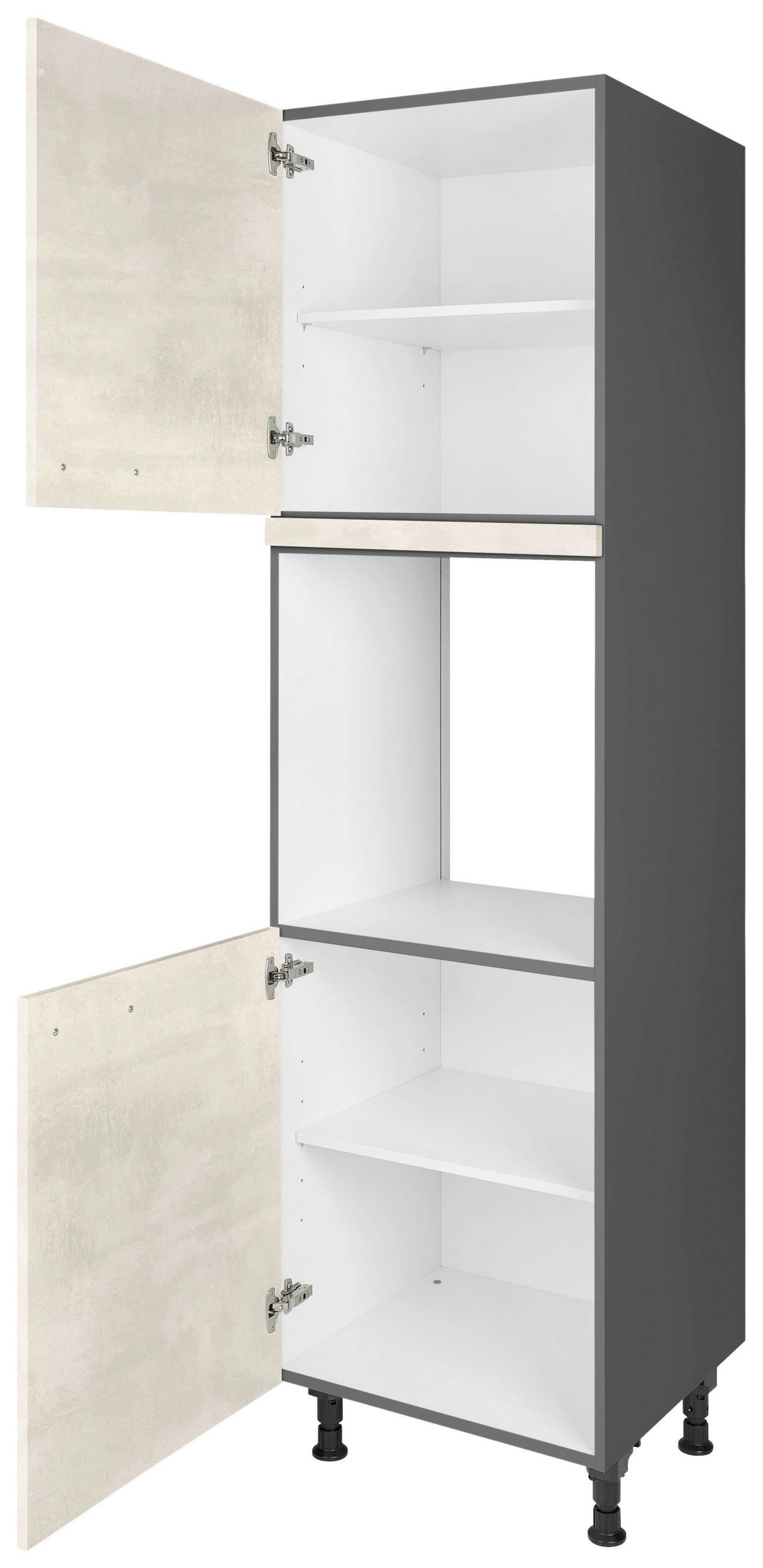 GERÄTEUMBAUSCHRANK 60/216,6/58 cm  in Weiß  - Schieferfarben/Edelstahlfarben, MODERN, Holzwerkstoff/Metall (60/216,6/58cm) - Nobilia