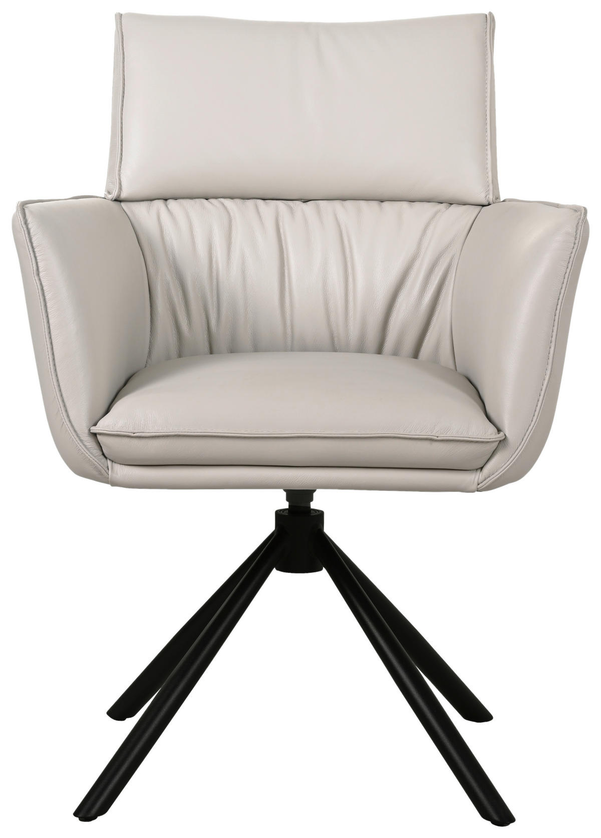 ARMLEHNSTUHL  Sitzfläche 360° drehbar, automatische Rückholfunktion  Echtleder  - Hellgrau/Schwarz, MODERN, Leder/Metall (64/90,5/64,5cm) - Livetastic