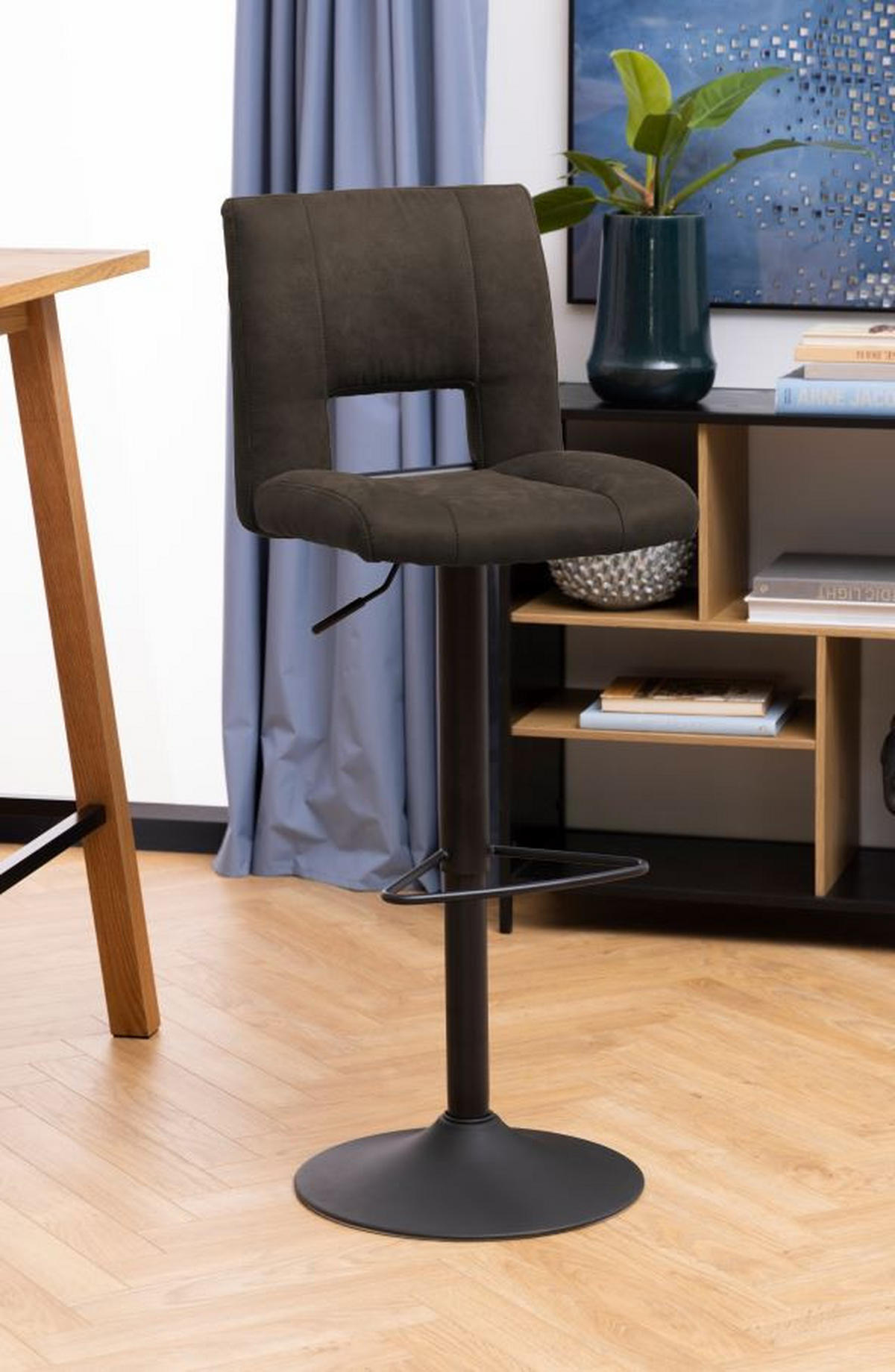 BARSKI STOL, antracit  - črna/antracit, Design, kovina/tekstil (41,5/94-115/52cm) - Hom`in
