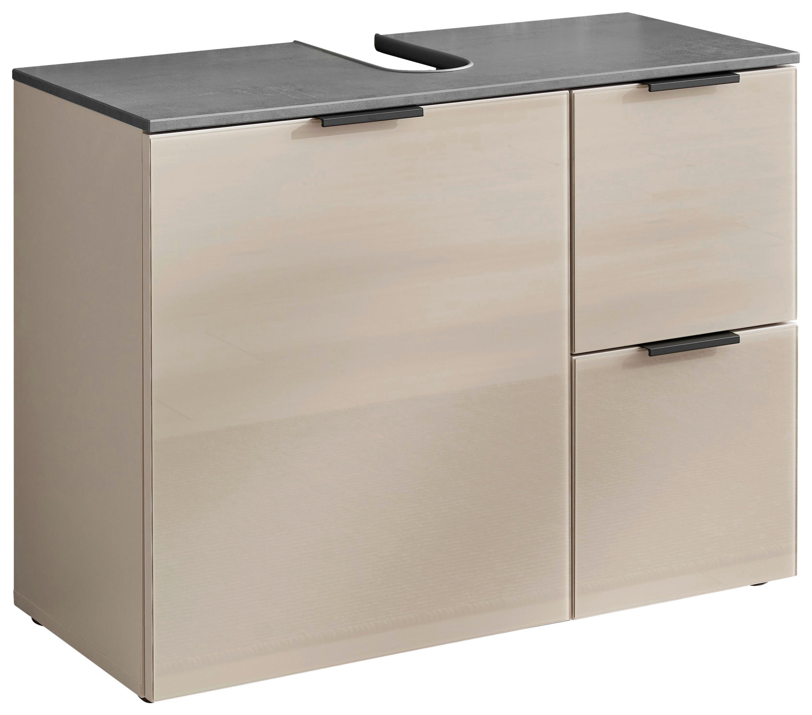 WASCHBECKENUNTERSCHRANK 80/60/35 cm - Kaschmir/Anthrazit, LIFESTYLE, Glas/Holzwerkstoff (80/60/35cm) - home24