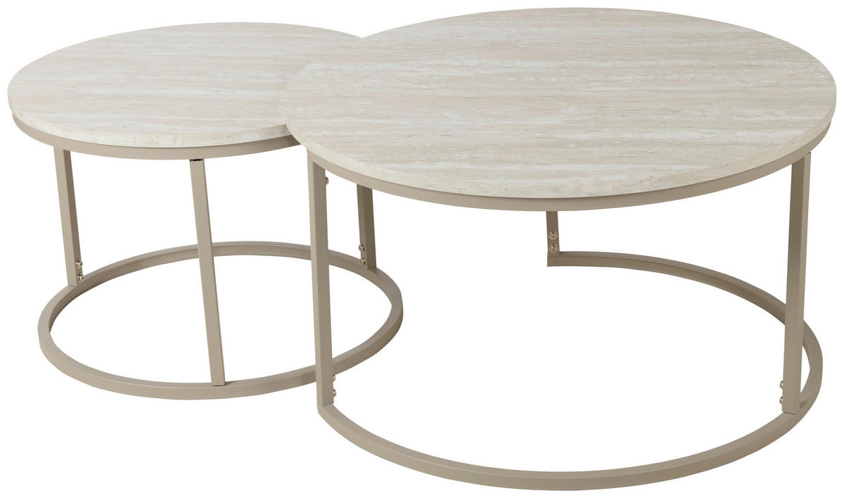COUCHTISCHSET 60-80/60-80/42-45 cm rund Hellgrau  - Hellgrau, Design, Holzwerkstoff/Metall (60-80/60-80/42-45cm) - home24