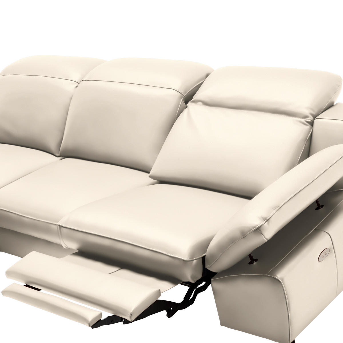 ECKSOFA in Echtleder Beige  183/286 cm  - Beige/Schwarz, Design, Leder/Metall (183/286cm) - Celina Home