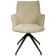 ARMLEHNSTUHL  Stoffauswahl, Sitzfläche 360° drehbar, automatische Rückholfunktion Jacquard  - Beigebraun/Schwarz, Design, Textil/Metall (59/89.5/63cm) - Novel