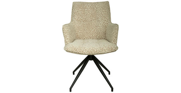 ARMLEHNSTUHL  Stoffauswahl, Sitzfläche 360° drehbar, automatische Rückholfunktion Jacquard  - Beigebraun/Schwarz, Design, Textil/Metall (59/89.5/63cm) - Novel