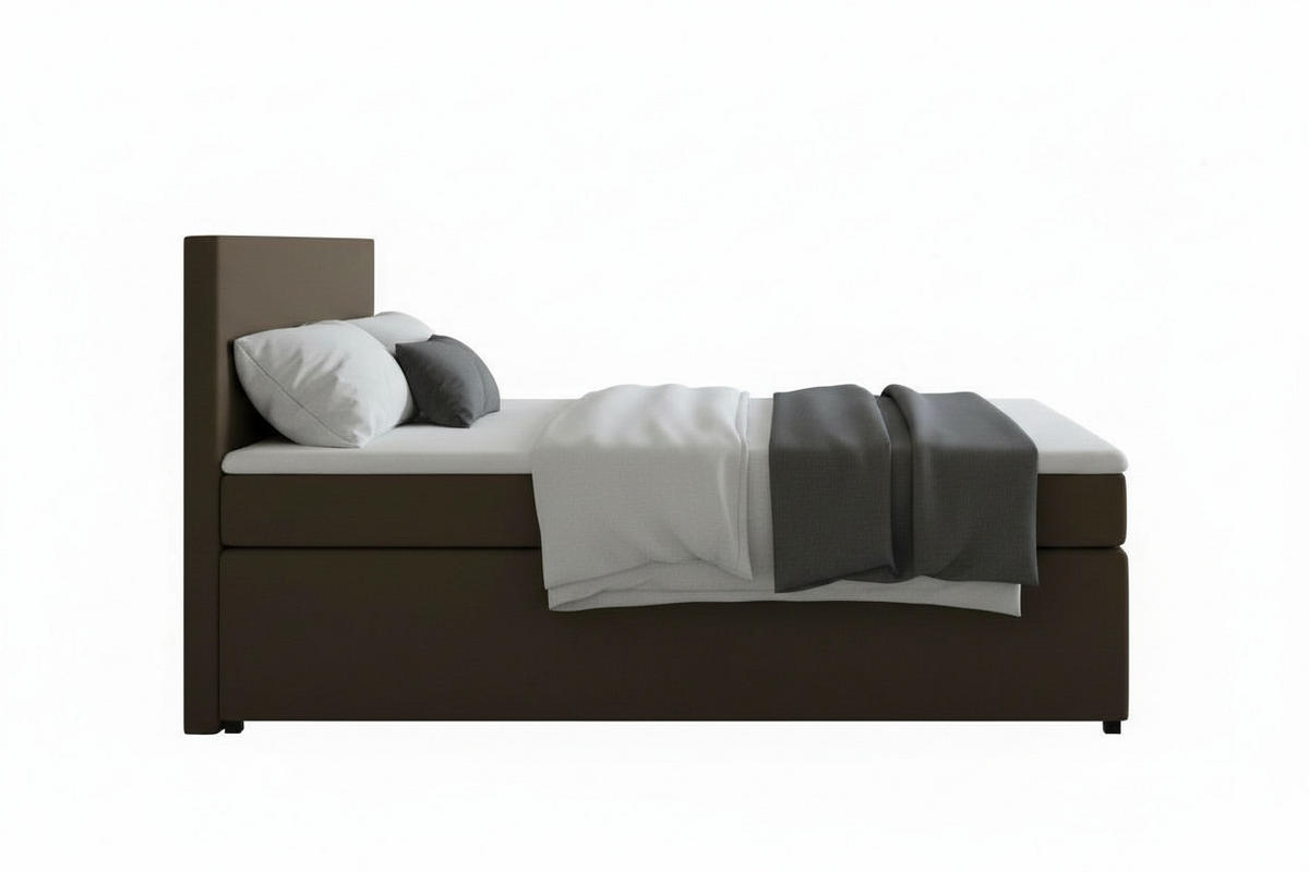 BOXSPRINGBETT 140/200 cm,  in Braun, Matratze, Topper, H3 = fest  - Schwarz/Braun, MODERN, Kunststoff/Textil (140/200cm) - MID.YOU