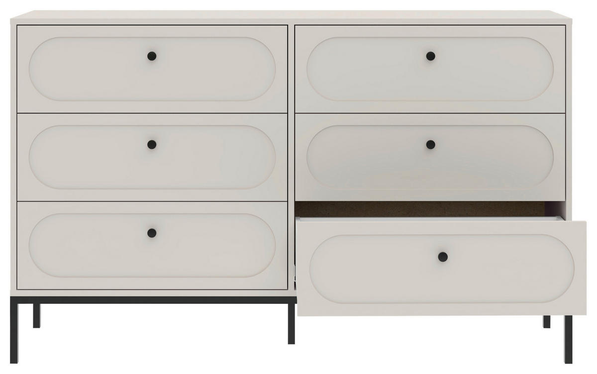 KOMMODE , 150/92/40 cm, 6 Schublade(n)  - Kaschmir/Schwarz, Design, Holzwerkstoff/Metall (150/92/40cm) - MID.YOU