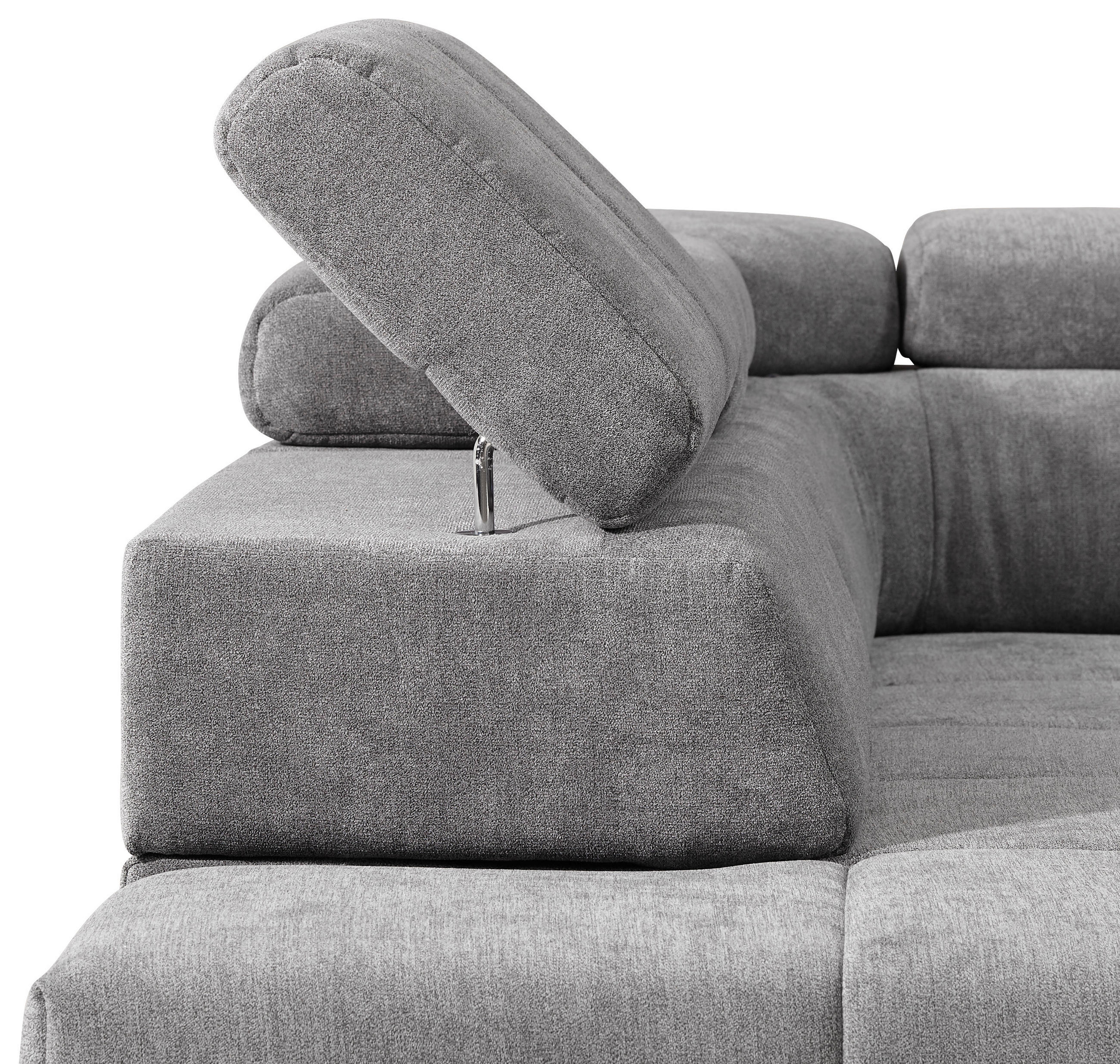 ECKSOFA in Webstoff Hellgrau  295/201 cm  - Silberfarben/Hellgrau, Design, Textil/Metall (295/201cm) - Hom`in
