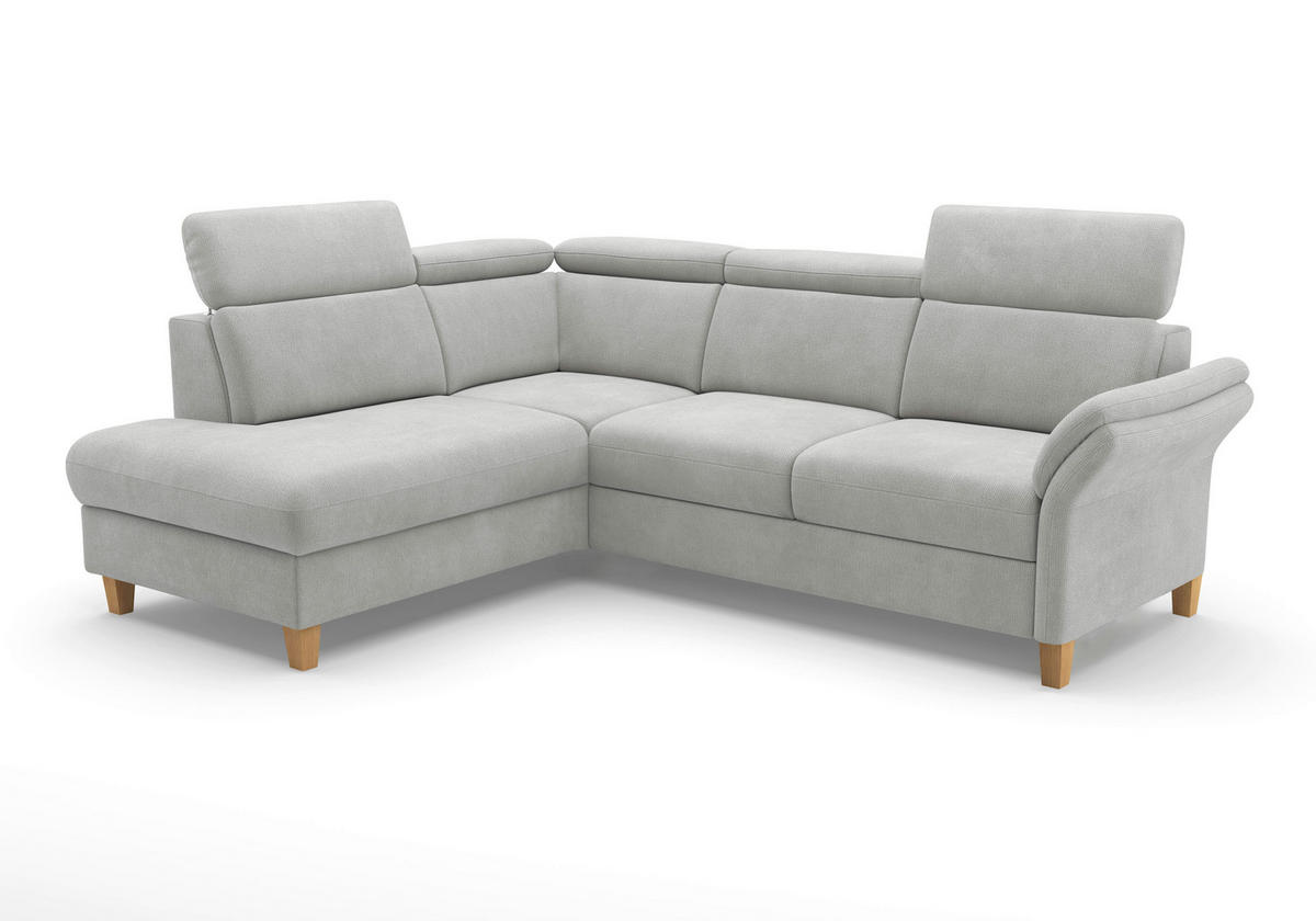 ECKSOFA GLENDALE E Silberfarben Flachgewebe  - Eichefarben/Silberfarben, KONVENTIONELL, Holz/Textil (193/247cm) - Sit & More