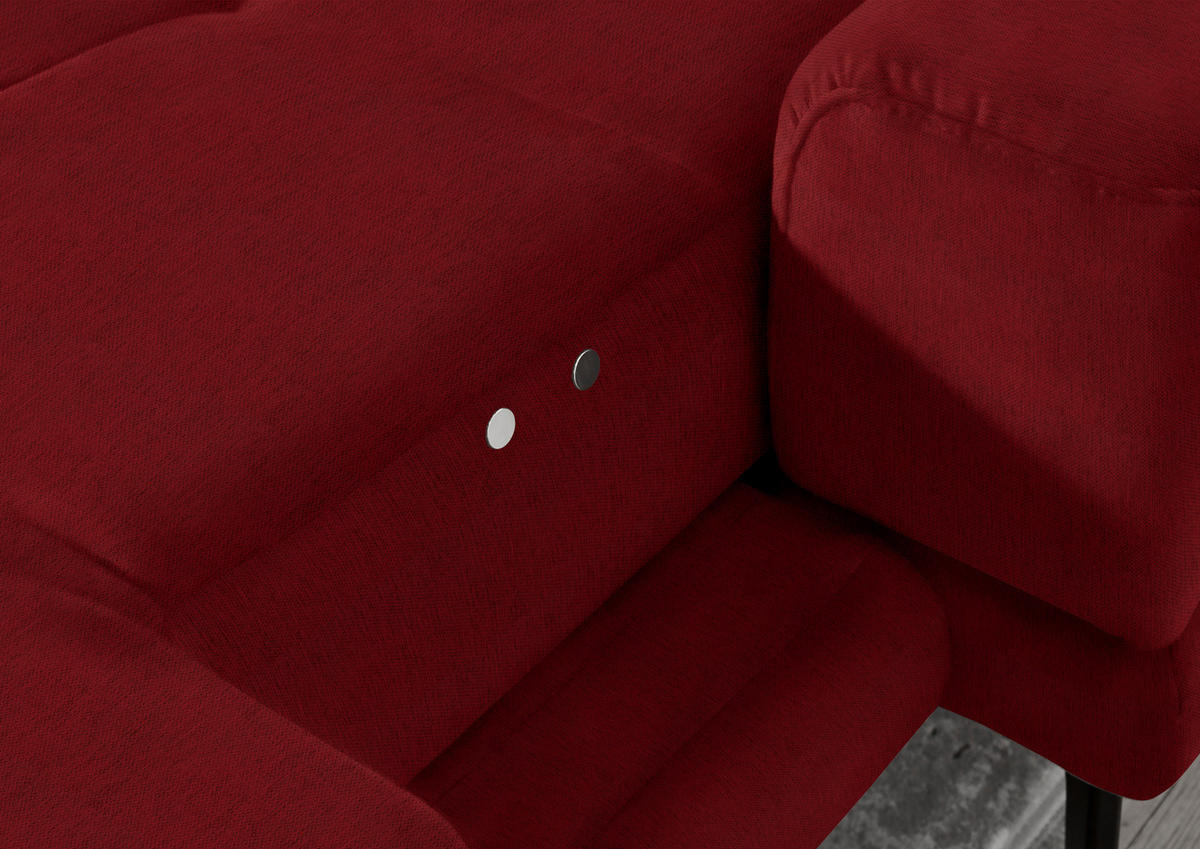 ECKSOFA in Flachgewebe Kirschrot  - Schwarz/Kirschrot, Design, Textil/Metall (309/190cm) - Beldomo Style