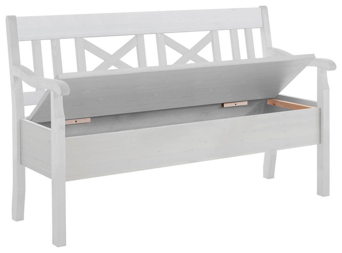 SITZBANK 148/93/58 cm Weiß Kiefer massiv  - Weiß, ROMANTIK / LANDHAUS, Holz (148/93/58cm) - Boxxx