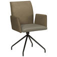 ARMLEHNSTUHL  , Typenauswahl, Sitzfläche 360° drehbar  , Webstoff, Mikrofaser  ,  - Graubraun/Schwarz, Design, Textil/Metall (60/91/60cm) - Moderano