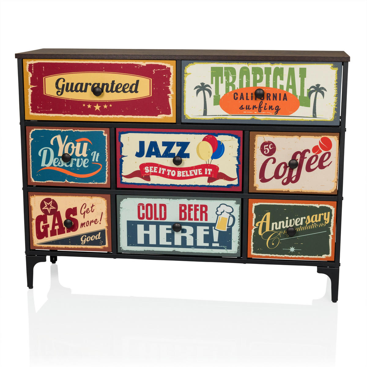 KOMMODE  in  - Multicolor/Schwarz, MODERN, Holzwerkstoff/Textil (102,5/77,5/30cm) - MID.YOU