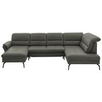 WOHNLANDSCHAFT in Echtleder Grau  - Schwarz/Grau, Design, Leder/Metall (181/336/206cm) - Beldomo Speed