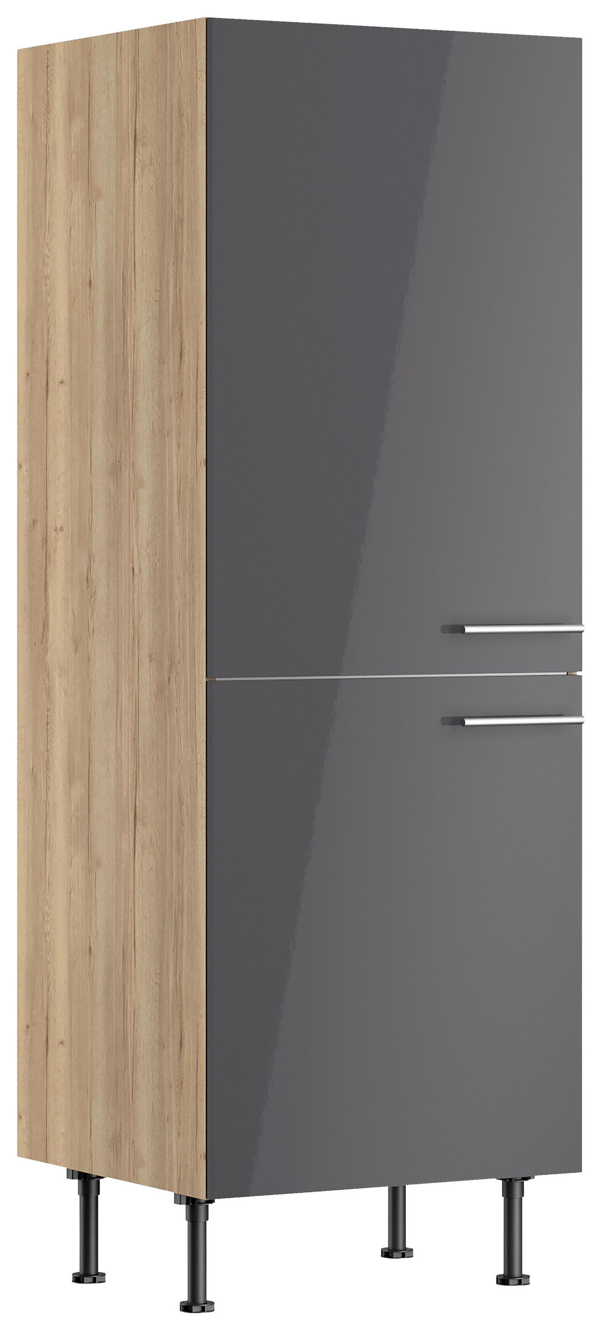 KÜCHENLEERBLOCK 270 cm   in Anthrazit, Eichefarben  - Edelstahlfarben/Eichefarben, Basics, Holzwerkstoff/Metall (270cm) - Optifit