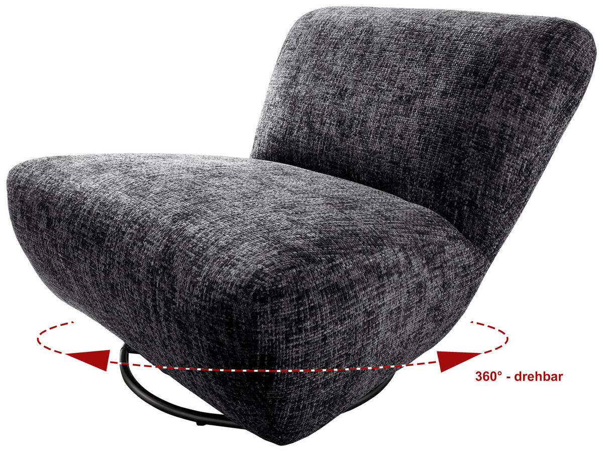 XXL-SESSEL in Struktur Schwarz  - Schwarz, Trend, Textil/Metall (95/77/94cm) - Livetastic