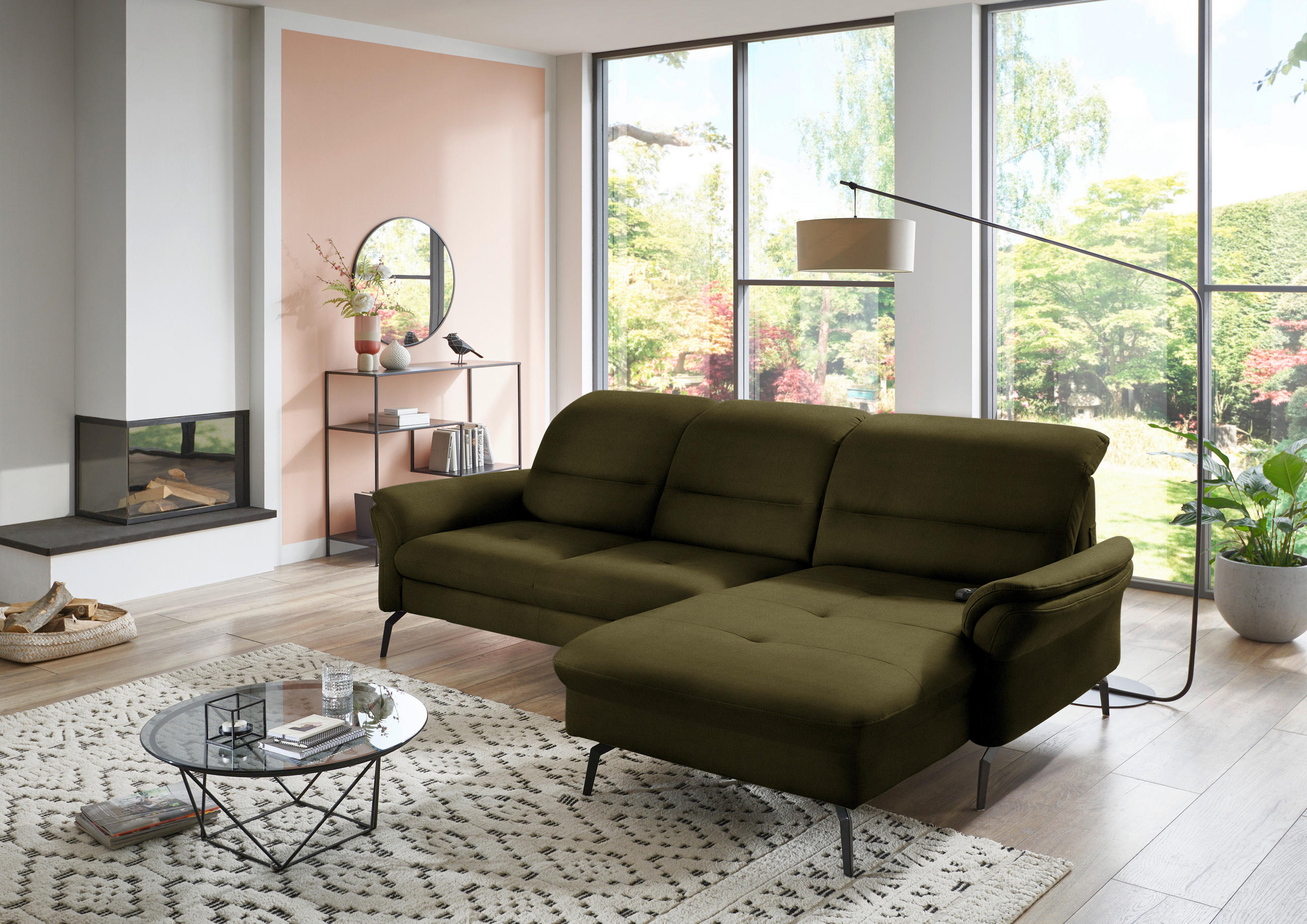 ECKSOFA in Flachgewebe Grün  - Schwarz/Grün, Konventionell, Textil/Metall (260/181cm) - Beldomo Speed