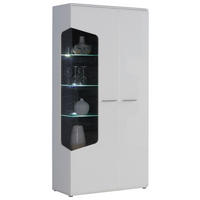 VITRINSKÅP i vit, ekfärgad, vit högglans  - vit/aluminiumfärg, Design, metall/trämaterial (100/201/41cm) - Hom`in