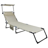 GARTENLIEGE  - Anthrazit/Creme, Modern, Kunststoff/Textil (185/55/24cm) - Ambia Garden