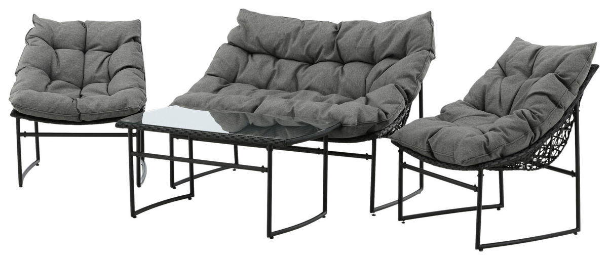 LOUNGEGRUPP  - grå/svart, Klassisk, metall/textil - Gardenson
