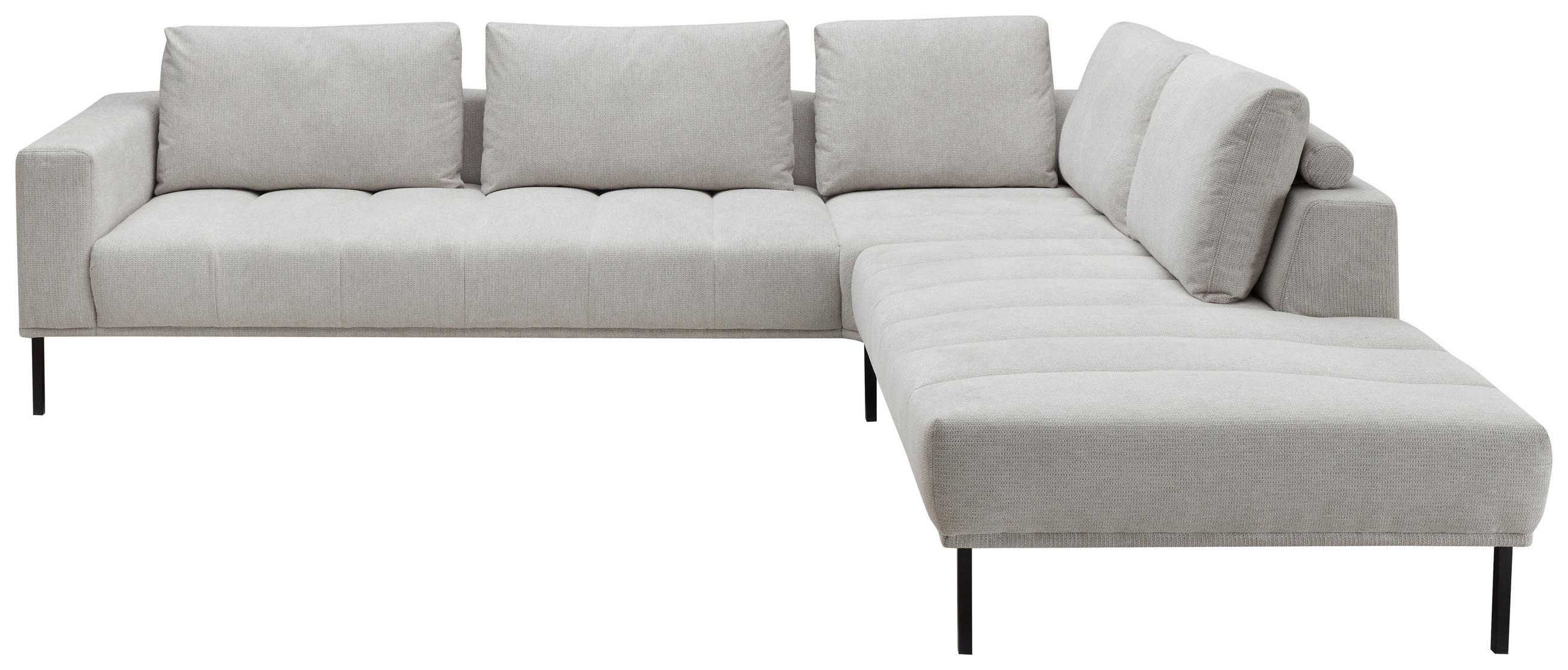 ECKSOFA in Flachgewebe Creme  308/270 cm  - Creme/Schwarz, Design, Textil/Metall (308/270cm) - Pure Home Lifestyle