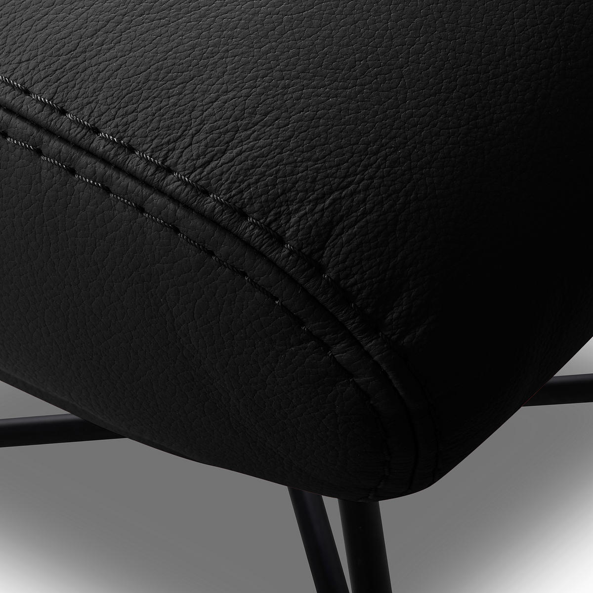 SESSELSET Echtleder Schwarz  - Schwarz, Design, Leder/Metall (67/87/74cm) - Livetastic