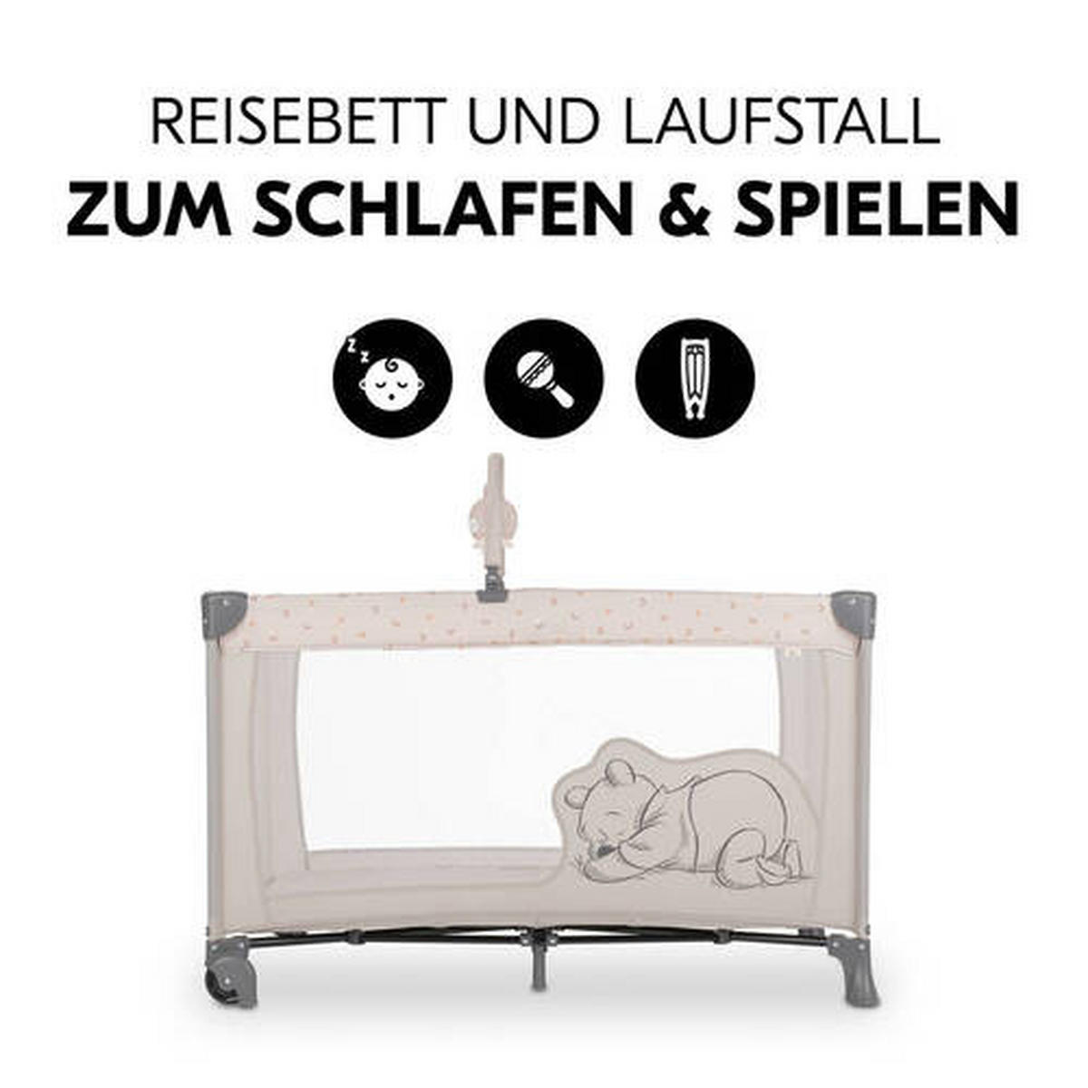 REISEBETT Dream N Play Go Disney   - Beige/Grau, Basics, Kunststoff/Textil (65/106.5/125cm) - Hauck