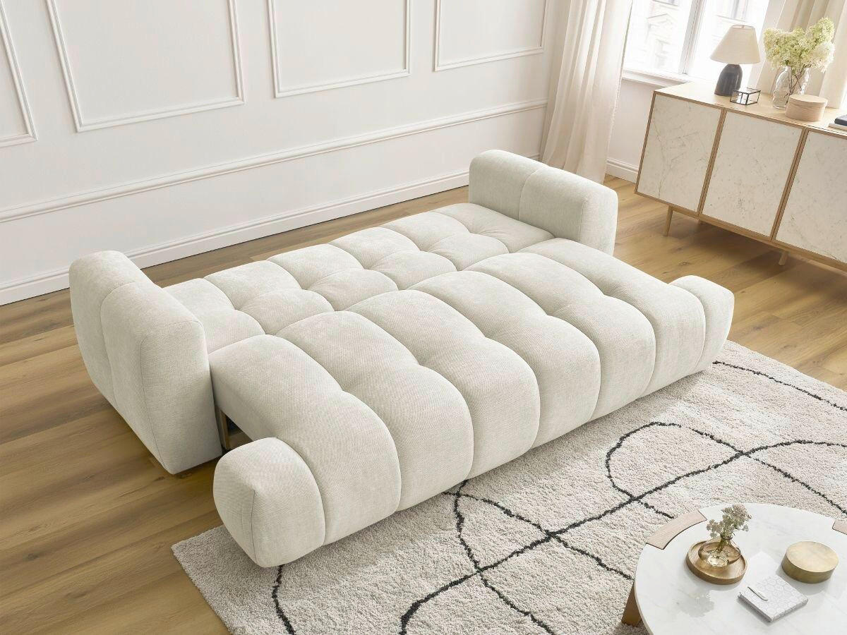 SCHLAFSOFA FUJI Leinenoptik Beige  inkl.  - Beige/Schwarz, MODERN, Kunststoff/Textil (251/113/88cm)