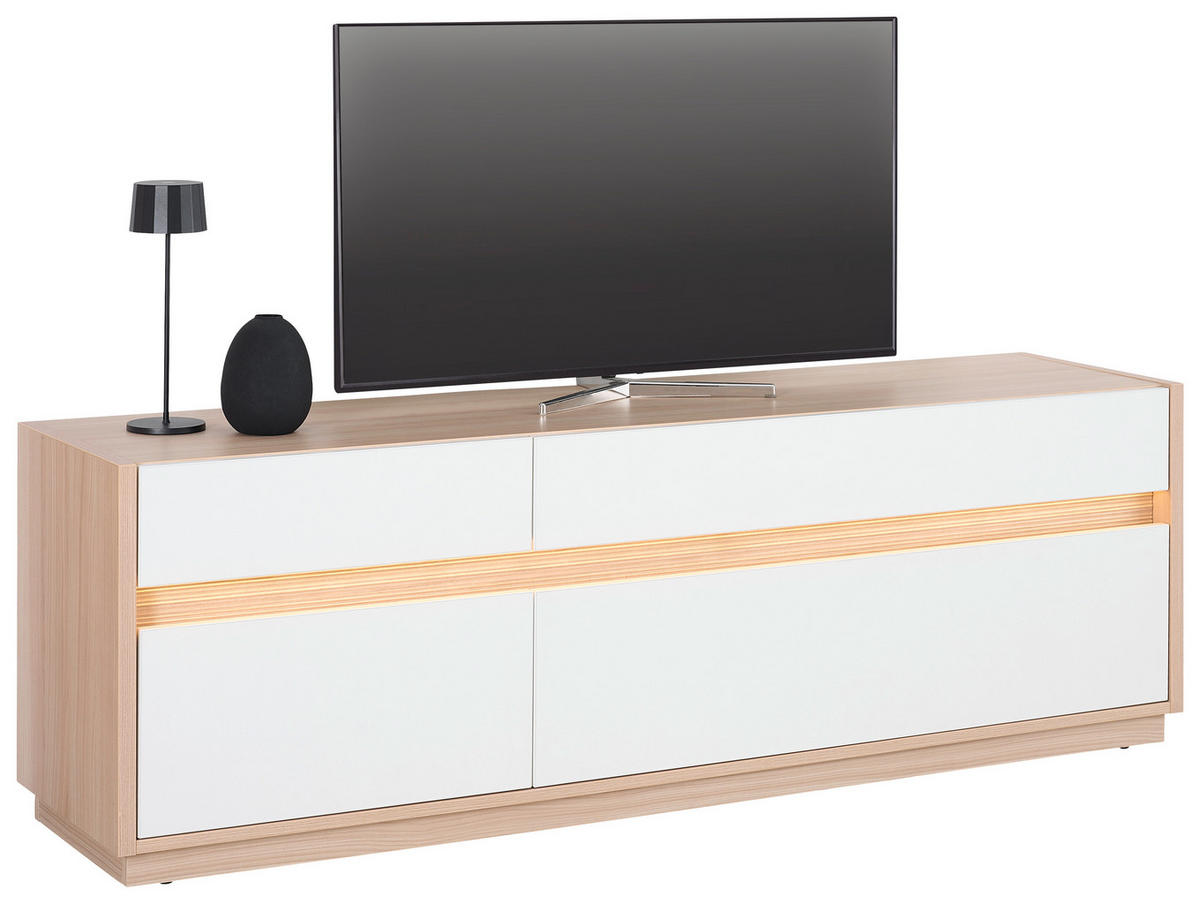 TV-ELEMENT Weiss, Eichefarben  173,5/58,2/42 cm  - Weiss/Eichefarben, Konventionell, Holzwerkstoff/Kunststoff (173,5/58,2/42cm) - Hom`in