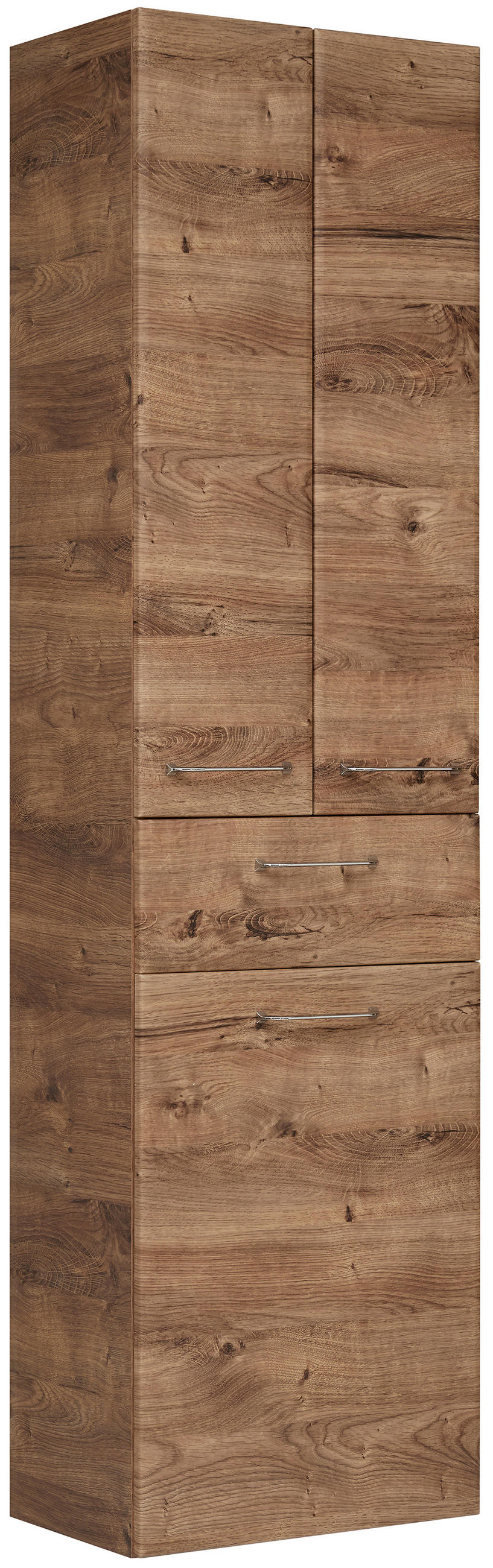 Dulap Înalt 50/185,5/33 cm  - culoare lemn stejar/culoare crom, Basics, sticlă/material pe bază de lemn (50/185,5/33cm) - Xora