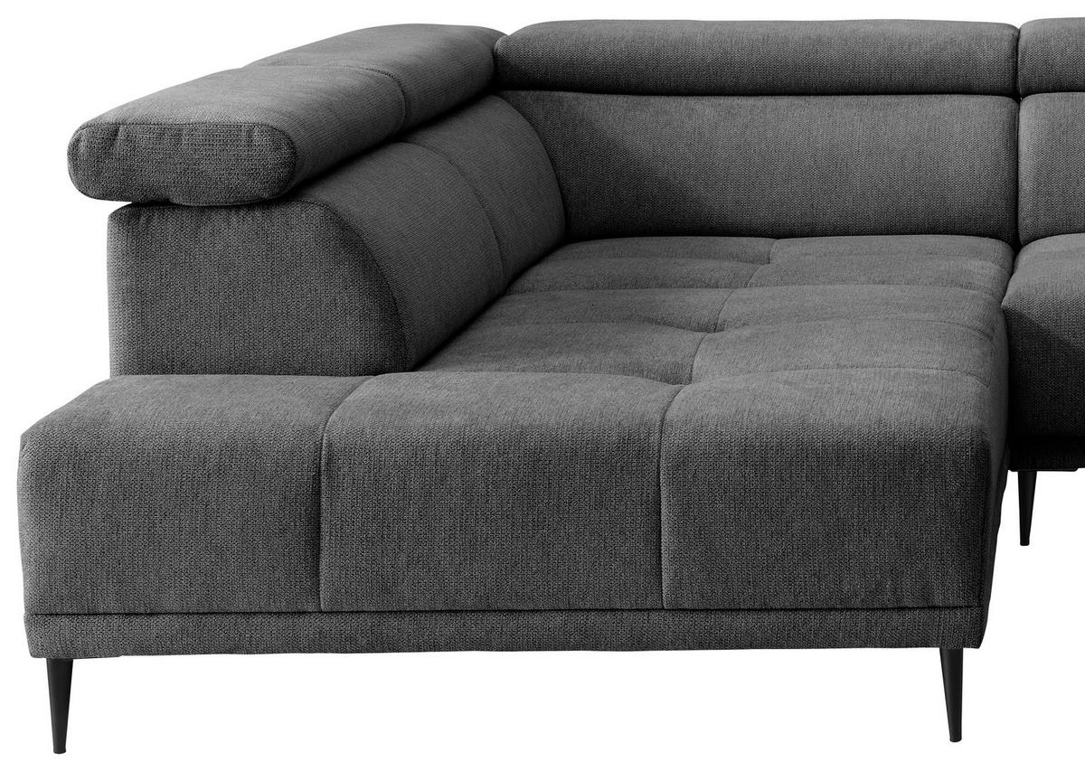 ECKSOFA Chenille Anthrazit  - Anthrazit/Schwarz, Konventionell, Textil/Metall (225/305cm) - Livetastic