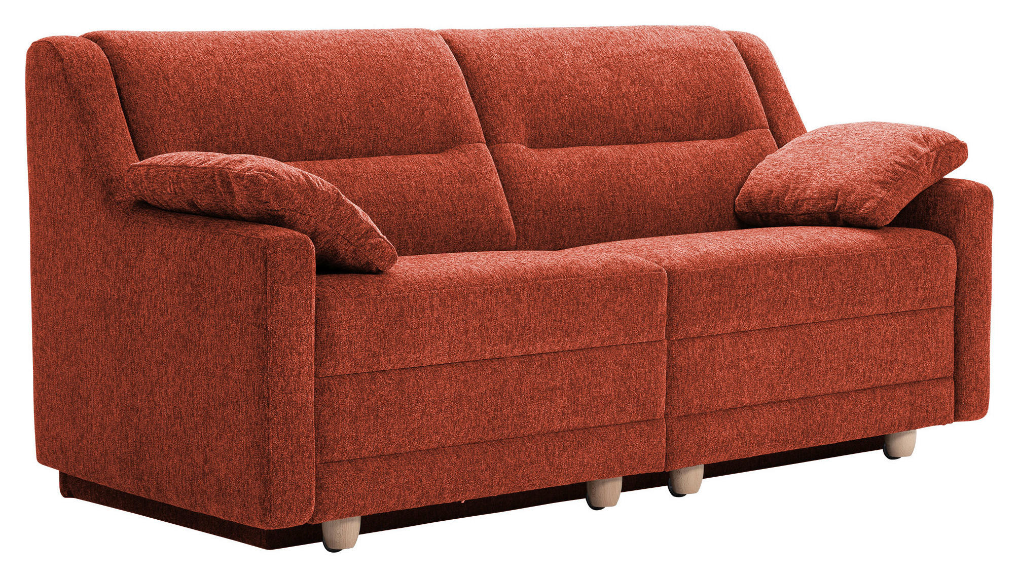 SCHLAFSOFA Chenille Rot  inkl. Armlehnenkissen  - Buchefarben/Rot, KONVENTIONELL, Holz/Textil (184/88/91cm) - Sedda