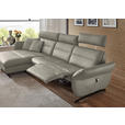 ECKSOFA in Echtleder Hellgrau  169/298 cm  - Hellgrau/Schwarz, Design, Leder/Metall (169/298cm) - Dieter Knoll