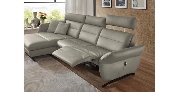 ECKSOFA in Echtleder Hellgrau  169/298 cm  - Hellgrau/Schwarz, Design, Leder/Metall (169/298cm) - Dieter Knoll