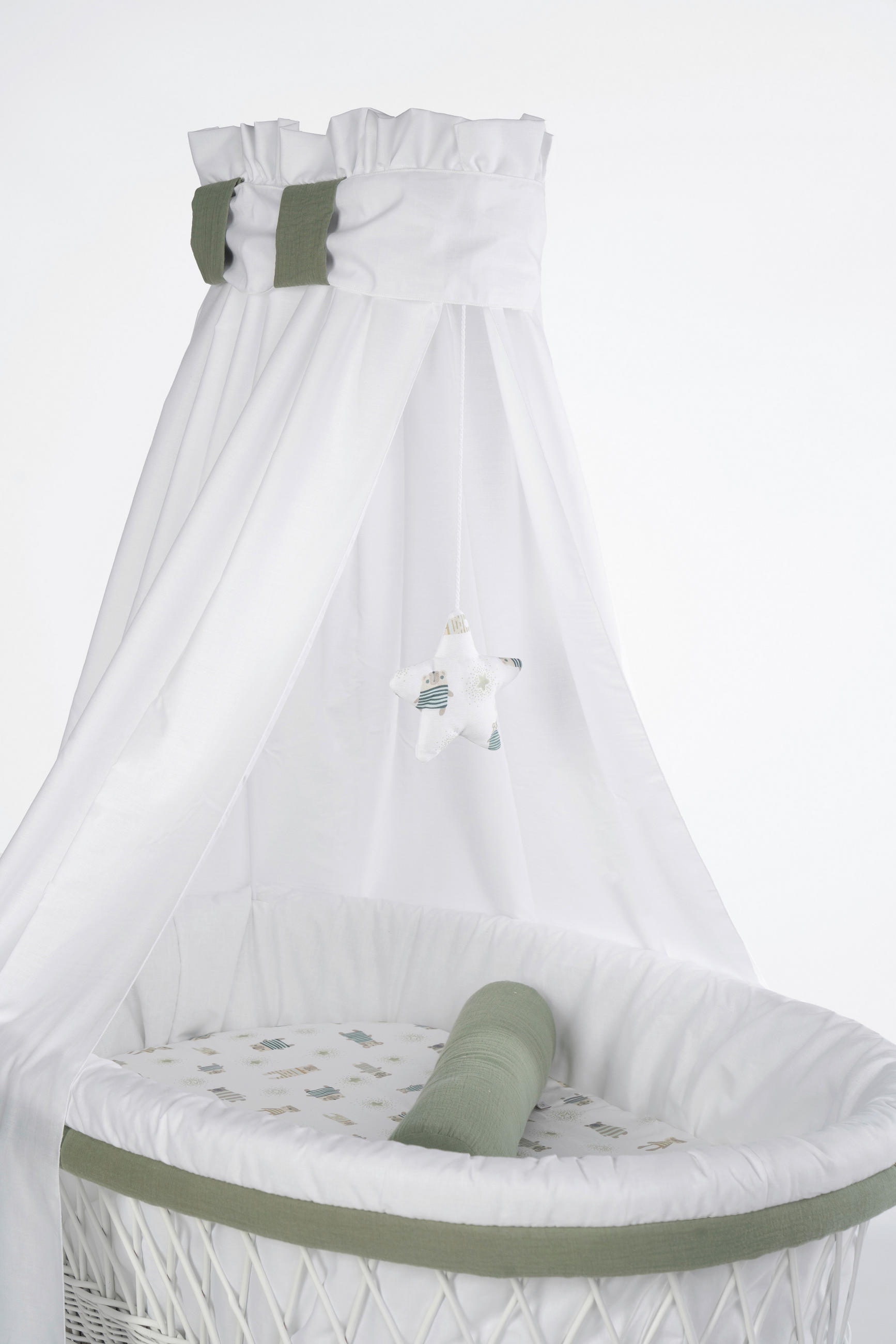 STUBENWAGENSET Pyjamabär  Weiß, Olivgrün  - Weiß/Olivgrün, Basics, Kunststoff/Textil (130/180cm) - Mionido