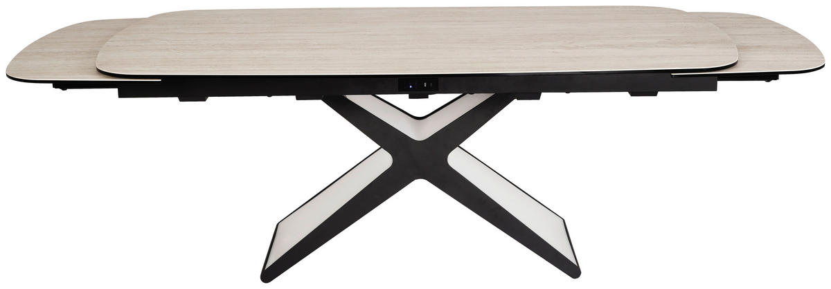 ESSTISCH 200-280/98/76 cm  Metall, Glas, Keramik ausziehbar rechteckig Schwarz, Taupe  - Taupe/Schwarz, Design, Glas/Keramik (200-280/98/76cm) - Belluti