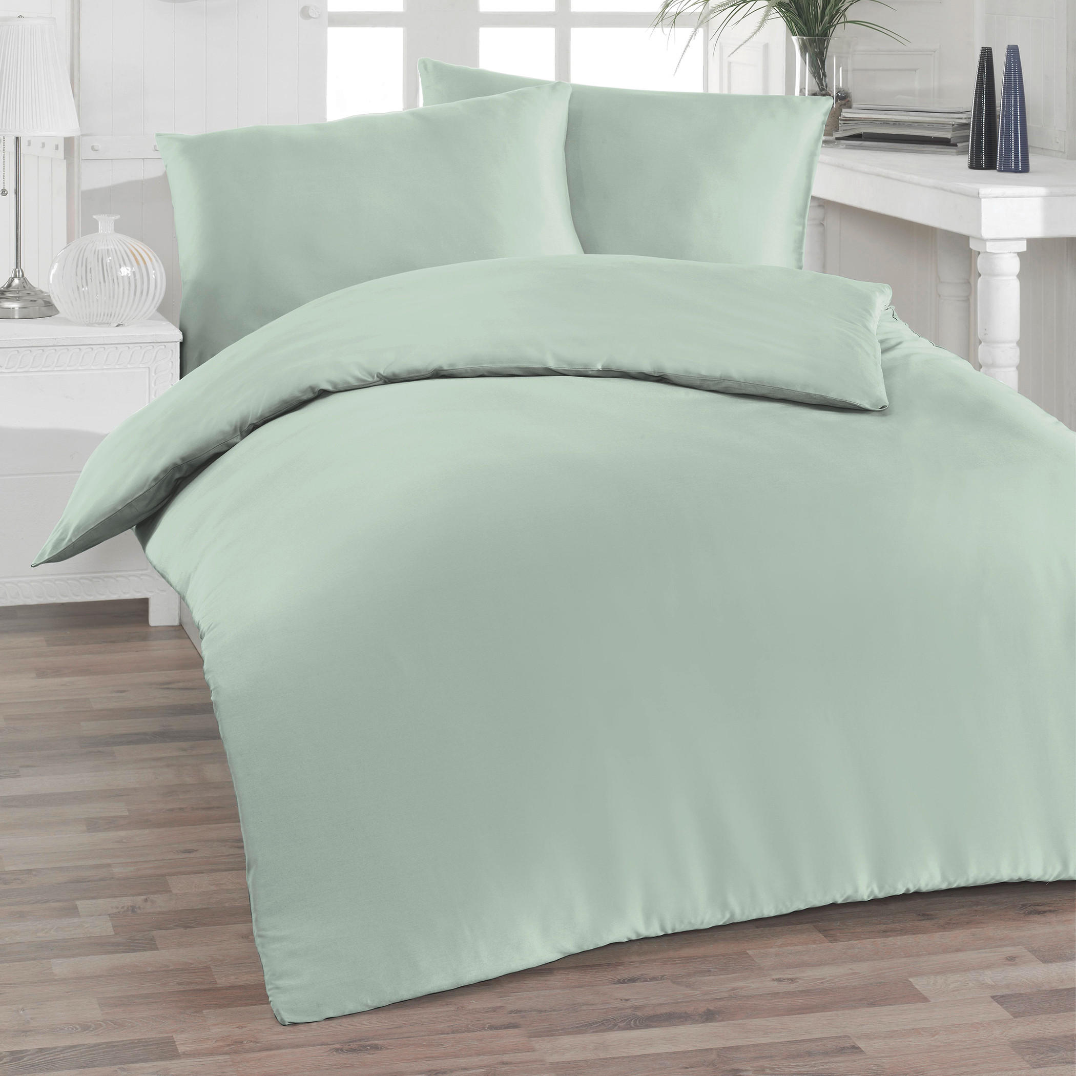 BETTWÄSCHE Satin 140/200 cm  - Salbeigrün, Basics, Textil (140/200cm) - Florella