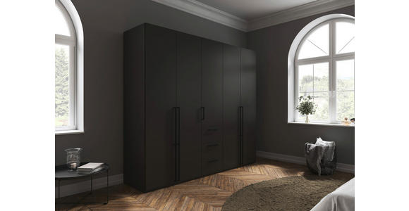 DREHTÜRENSCHRANK 251/235/61 cm,  in Graphitfarben, 5-türig  - Schwarz/Graphitfarben, Basics, Holzwerkstoff/Metall (251/235/61cm) - Novel