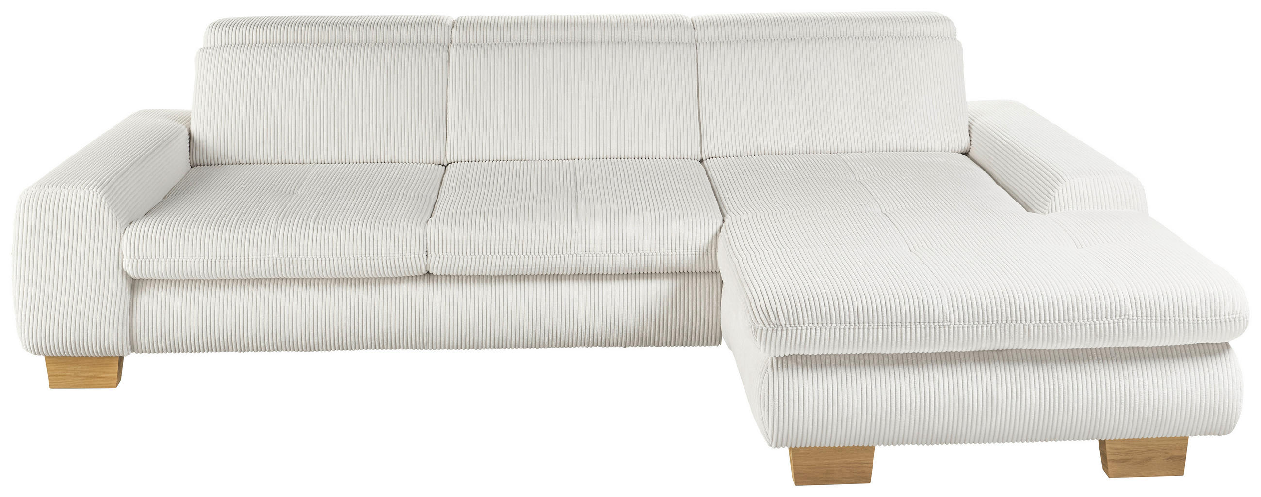 ECKSOFA Silberfarben Cord Rücken echt, Sitztiefenverstellung  - Eiche Bianco/Silberfarben, KONVENTIONELL, Holz/Textil (307/195cm) - SetOne by Musterring