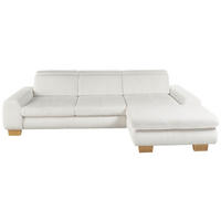 ECKSOFA Silberfarben Cord Rücken echt, Sitztiefenverstellung  - Eiche Bianco/Silberfarben, KONVENTIONELL, Holz/Textil (307/195cm) - SetOne by Musterring